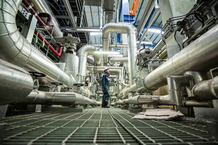 Male to be worker visual inspection inside control room valve and pipeline power plants